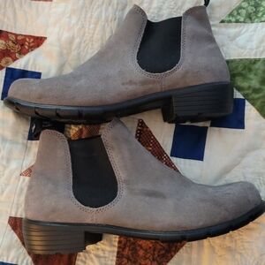 Gray Suede Chelsea Boots